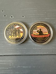 US Veterans Military Challenge Coins (2) w/ Plastic Cases