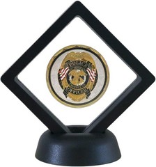 Elegant 3D Floating Display Frame for Coins and Medals – Black Tabletop Case