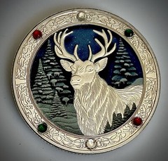 Christmas Deer-Reindeer Challenge Coin-Santa Claus-Silver Color-plastic Crystals