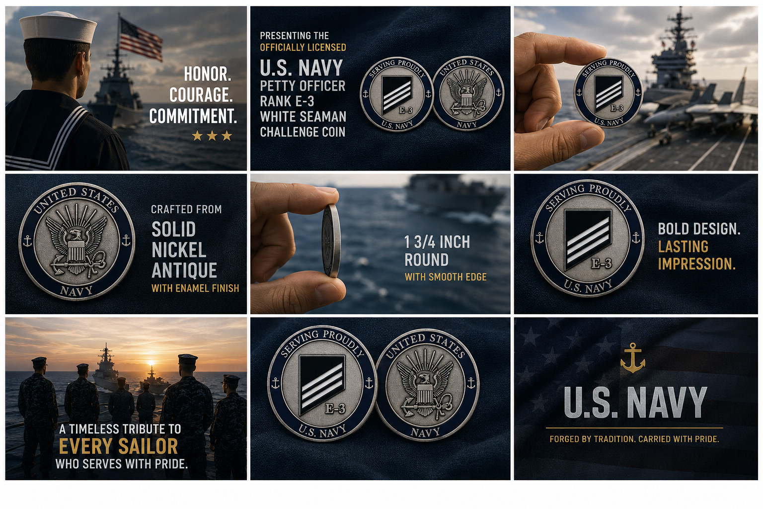 NEW U.S. Navy Rank E-3 White Seaman Challenge Coin. gallery