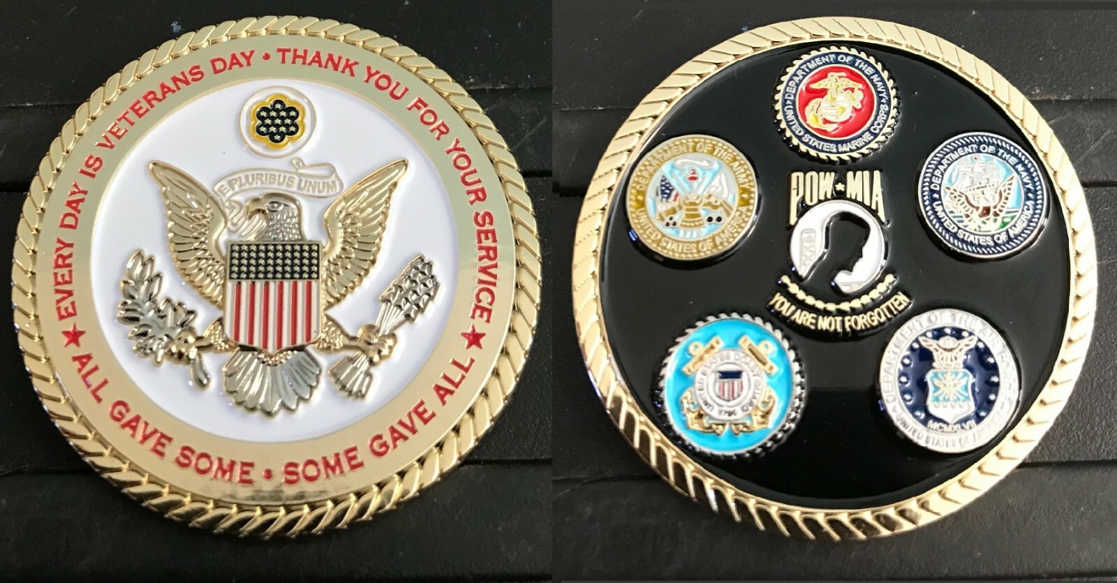 VETERAN COIN: ALL GAVE SOME. SOME GAVE ALL. 1.75" DUAL GOLD/SILVER COIN gallery