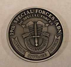 19th Special Forces Group Airborne 1980s Antique Silver Army Challenge Coin