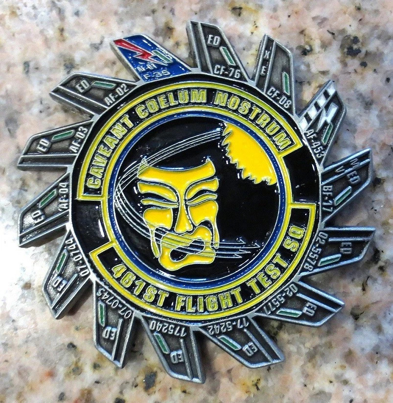 F-35 461st FLT TEST SQUADRON DEADLY JESTERS TAIL FLASH CHALLENGE COIN RARE WOW gallery