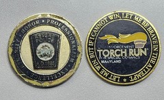 Lot of 2 Police Challenge Coins: Revere MA PD & Maryland Special Olympics LETR
