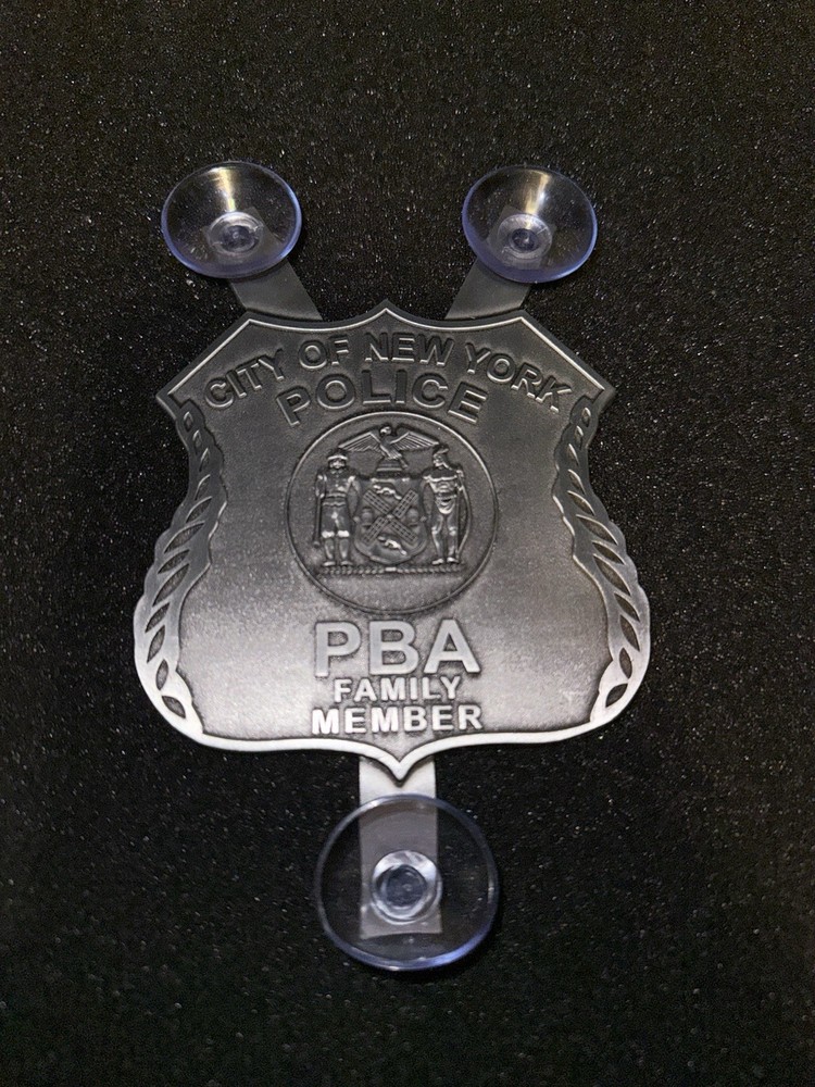 NYPD RARE Antique Silver Windshield Metal Medallion Family Members