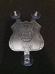 NYPD RARE Antique Silver Windshield Metal Medallion Family Members