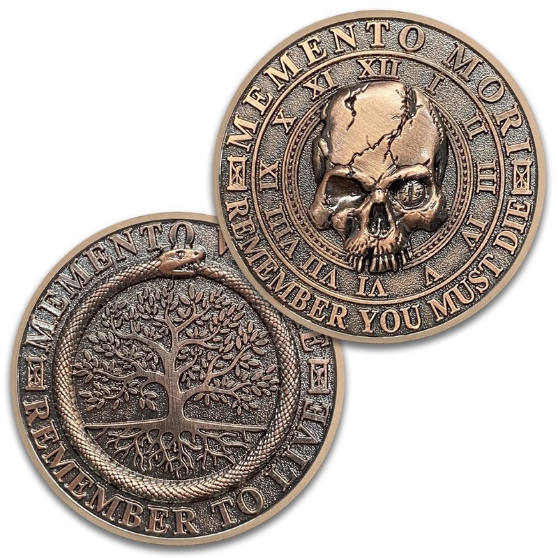 Promotions Memento Mori Vivere Coin 3D Skull Challenge Coin Stoic Reminder Token gallery