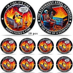 10pcs Skeleton Dumpster Fire Dog Challenge Coin – The Strongest Fire is Forged