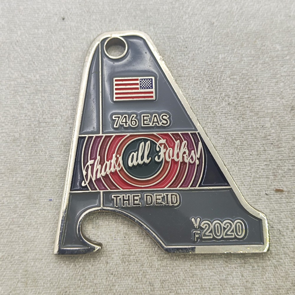 USAF 746 EAS That's All Folks Braves AFRC Bottle Opener Challenge Coin #1