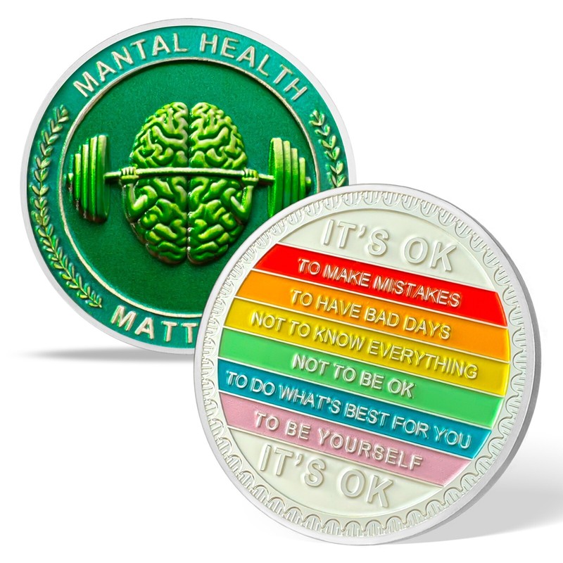 Funny Challenge Coin - Mental Health Matters - Motivational Coin With Mental gallery