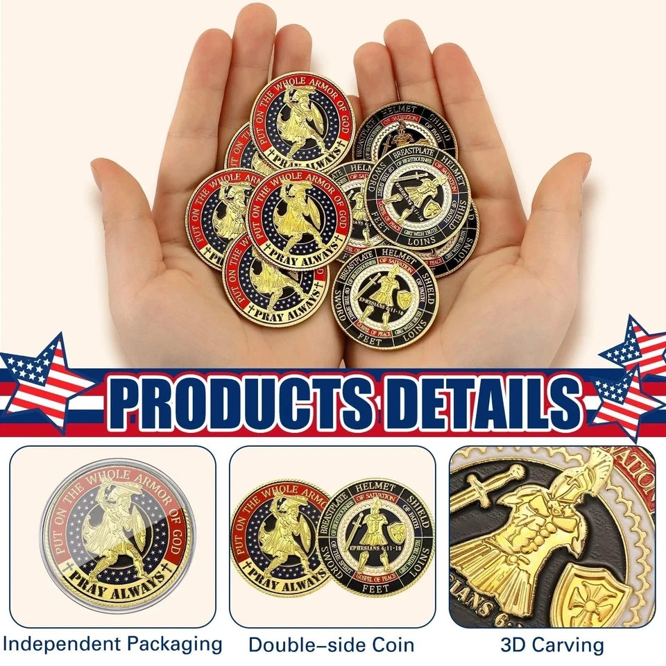 24 Pcs Put on The Whole Armor of God Coin Round Commemorative Coin ... Fast Ship gallery