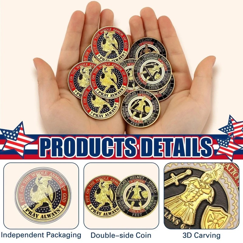 24 Pcs Put on The Whole Armor of God Coin Round Commemorative Coin ... Fast Ship gallery