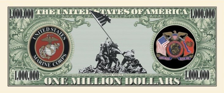 40 Pack USMC Marines Corps Military Money Collectible Novelty 1 Million Dollars gallery