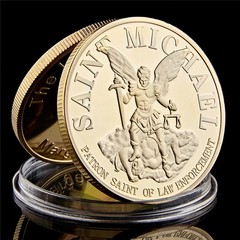 The Archangel with Prayer USA St Michael 1OZ Gold Plated Challenge Coin Collecti