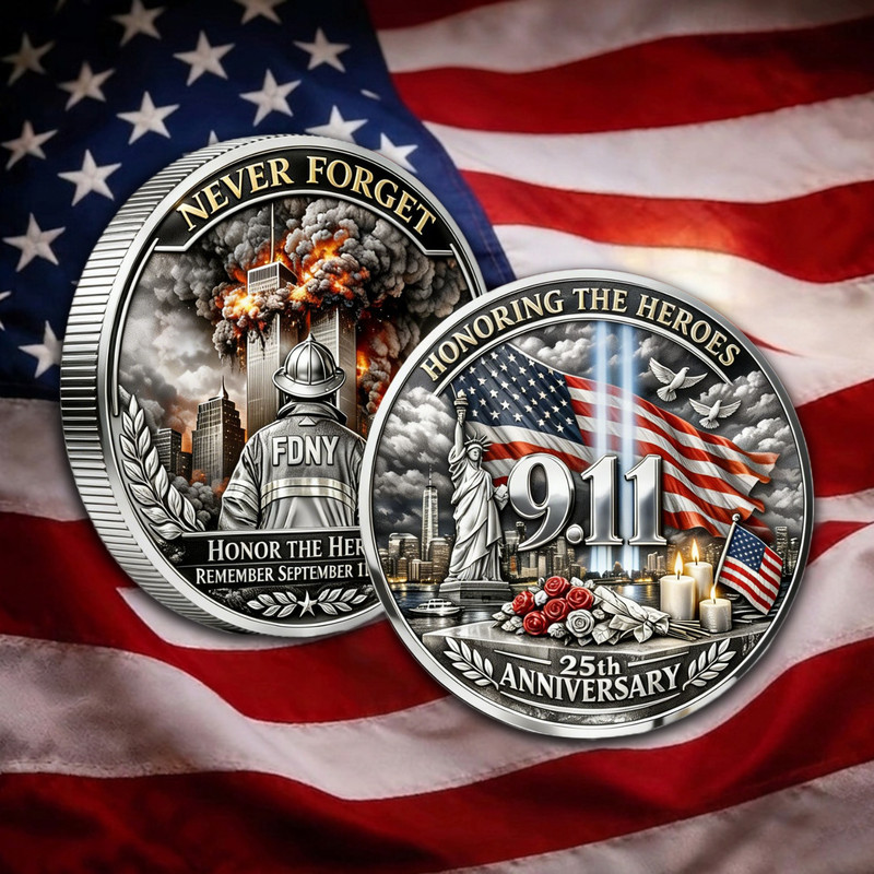 9/11 25th Anniversary Challenge Coin Never Forget Heroes Memorial Commemorative gallery