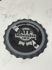 Rare Mack’s Designs Wisconsin Milwaukee ATF Bottle Cap Patch Black