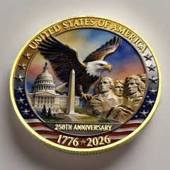 Bald Eagle *250TH ANNIVERSARY USA* ENGRAVED 1776-2026 Commemorative Coin Medal