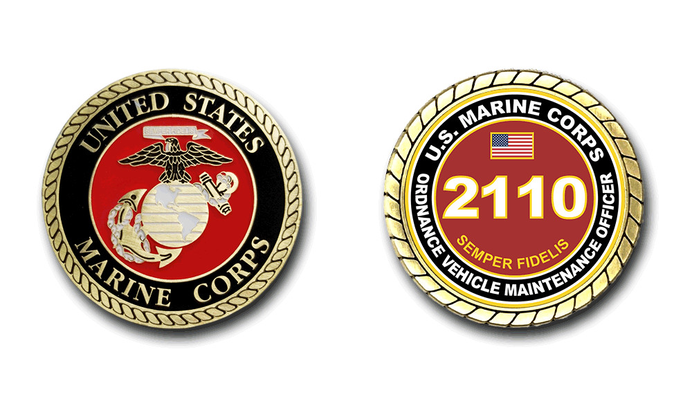 2110 Ordnance Vehicle Maintenance Officer US Marine Corps MOS Coin gallery