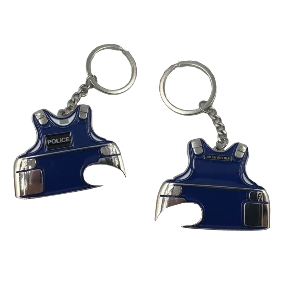 E-015 Body Armor Bottle Opener Challenge Coin with keychain attachment POLICE LA gallery