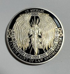 St. Michael Archangel Prayer Coin Thin Blue Line Law Enforcement Challenge Coin