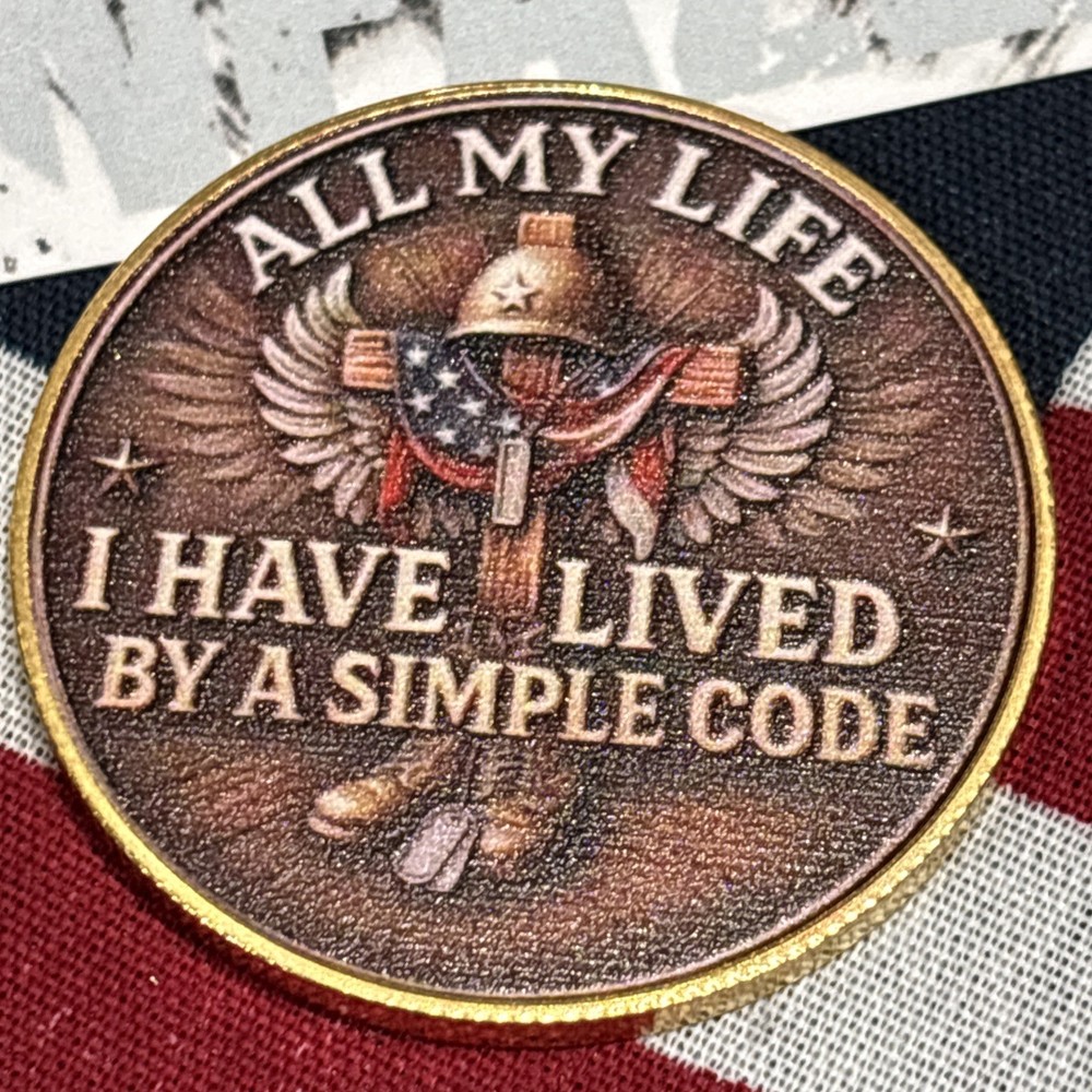 Live By A Simple Code Challenge Coin 1.5 in round.