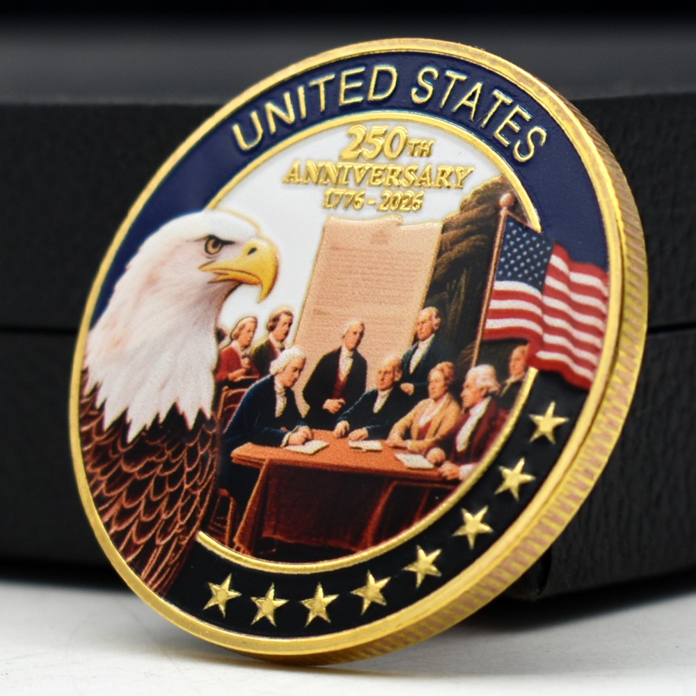 USA 250th Anniversary 1776-2026 Gold Plated Commemorative Coin Eagle White House gallery