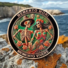 “Day of the Dead” Skull Death Memento Mori Coin Stoic Challenge Coin Copper Coin