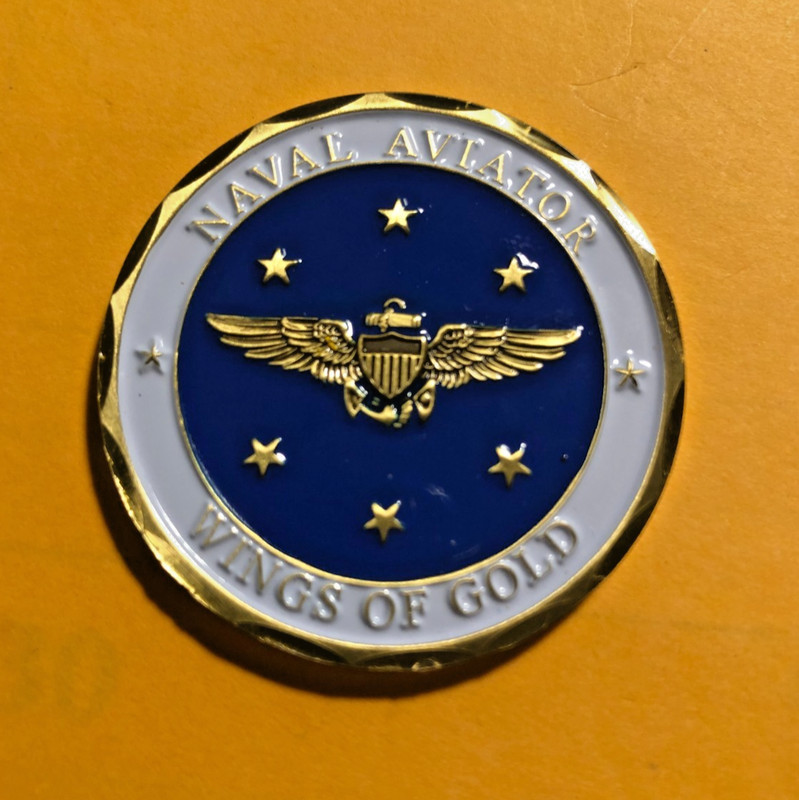 CHALLENGE COIN U.S. NAVY 1 5/8" NAVAL AVIATOR WINGS OF GOLD #1107 gallery