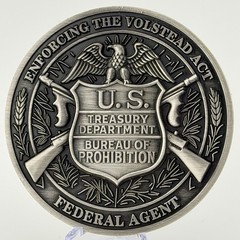 Bureau of Prohibition Challenge Coin Volstead Act Federal Agent Roaring 20s