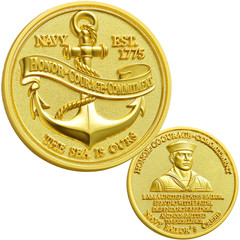 USA Navy Core Values Sailor’s Creed Challenge Coin 1.77 Inch Golden