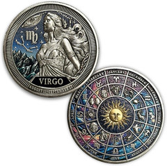 Virgo Zodiac Challenge Coin – Constellation Astrology Gift – Zinc Alloy & Case