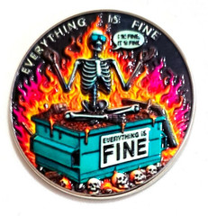 Awesome 1.5″ Dumpster Fire Challenge Coin “Everything is fine”