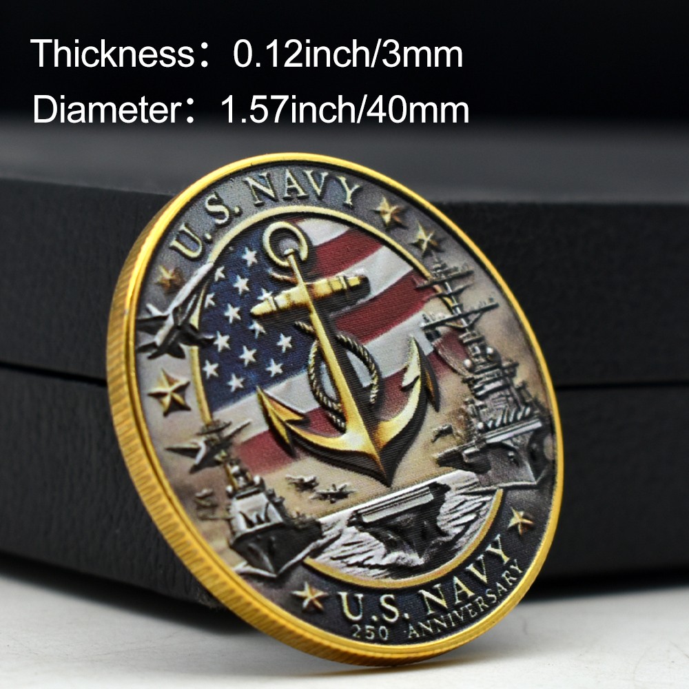 U.S. Navy 250th Anniversary Challenge Coin - Anchor Fleet Flag Military Gift gallery