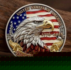 America 250th Anniversary Freedom Commemorative Challenge Coin Patriotic Gifts