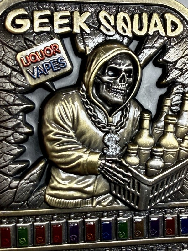 💥Geek Squad Colorado Police Vape Narcotics Skull challenge coin Antique Gold gallery