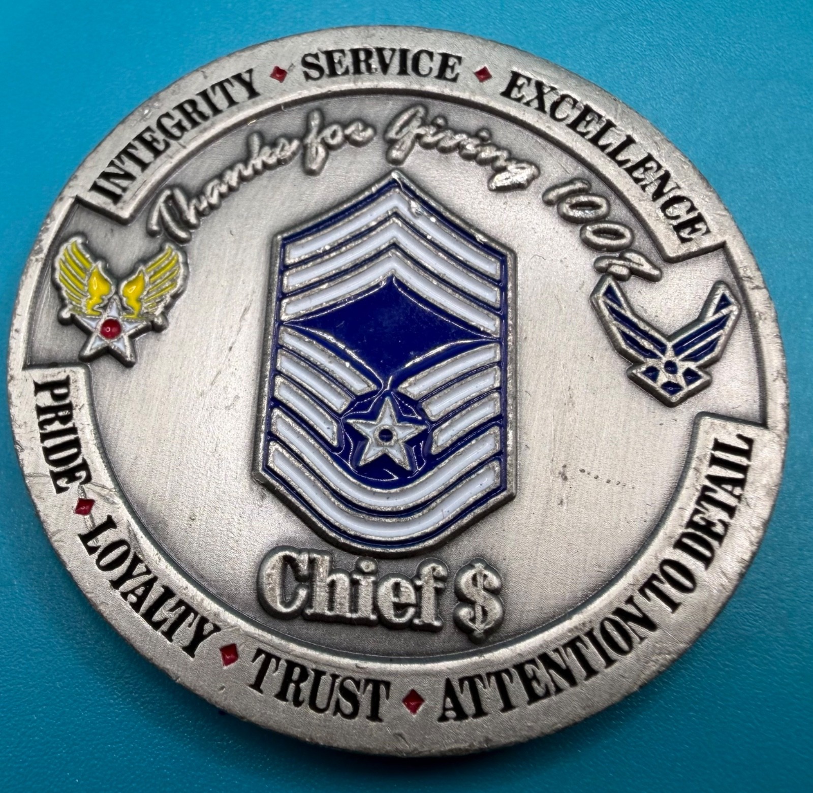 USAF Chief Dollar Command CMSGT Excellence 27 Years Military Challenge Coin gallery