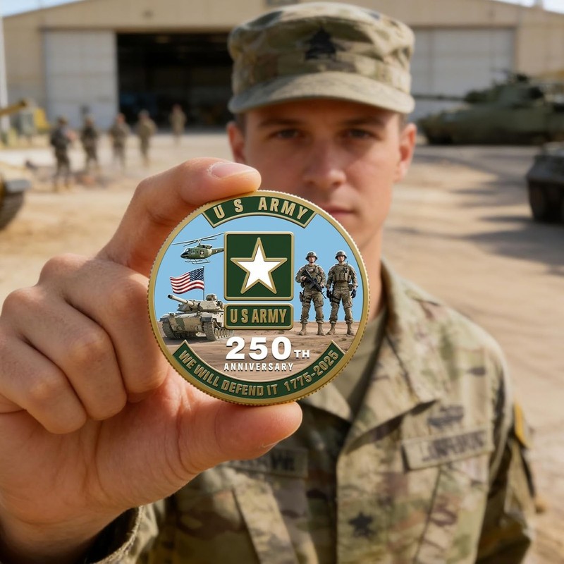 250th Anniversary U.S. Army Challenge Coin – 1.77-inch Double-Sided Zinc Allo... gallery