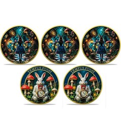 5pcs Funny Challenge Coin: Alice in Wonderland White Rabbit Fantasy Collectibles
