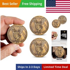 3Pc Archangel Saint Michael Challenge Coin, Quis Ut Deus – 1.75″ Antique Gold…