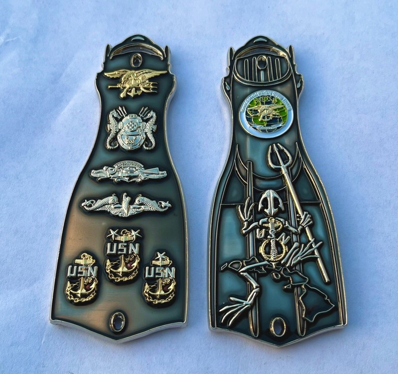 Navy Seals Seal Team NSW GROUP 3 Diver Flipper Fin Bone Frog Challenge Coin CPO! gallery
