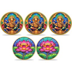 5pcs Ganesh Lotus Buddha Faith Challenge Coin Buddhism Faith Good Luck Token