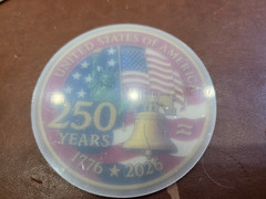 Two Sided 250th Anniversary USA Commemorative Coin 2 3/4 inches Plastic clear
