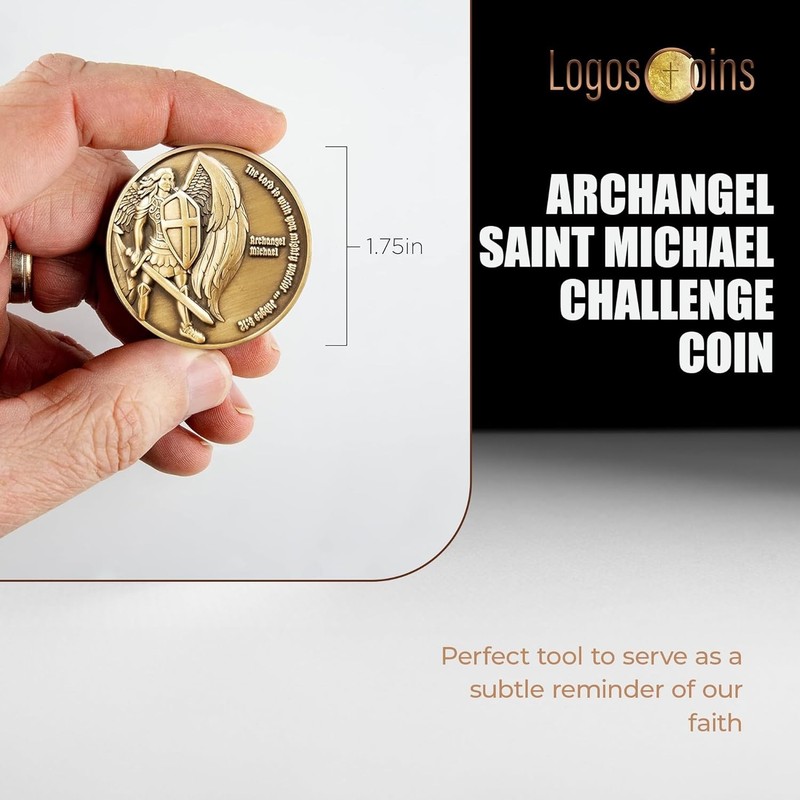 Antique Gold Archangel Michael Coin - 1.75" Religious Keepsake for Encouragement gallery