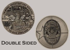 Hollywood Park Texas CID Detective Buck Stops Here Police Challenge Coin J#19