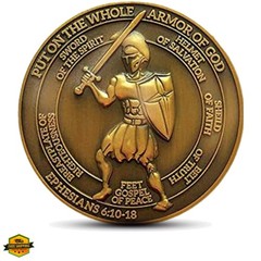 1pc Armor of God Challenge Coin, Ephesians 6:10 Bible Verse – 1.75″ Antique G…