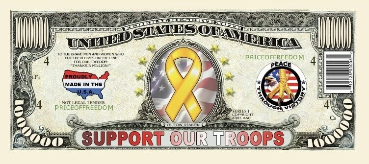 5 Pack Military Troops Deployment Support Money Note Novelty 1 Million Dollars gallery