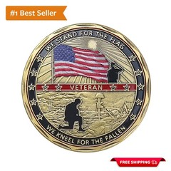 Bronze Veteran Challenge Coin – Stand for The Flag, Kneel for The Fallen