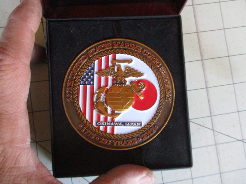 Vtg 2012 USMC 237th Birthday Ball Challenge Coin, OKINAWA JAPAN, Large Size gallery