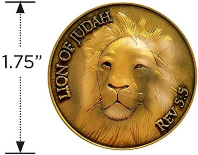 Collectible Antique Gold Token - Lion of Judah Challenge Coin with Bible Verse gallery