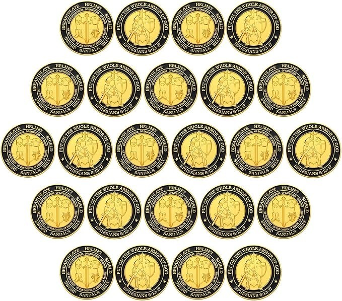 24X Challenge Coin Lot BRAND NEW Armor Of God Commemorative gallery